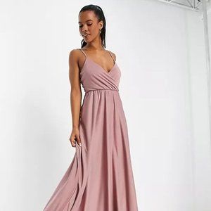 ASOS DESIGN cami plunge tie back maxi dress in rose